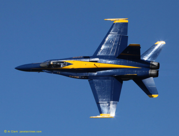 USN Flight Demonstration Squadron Blue Angels F/A-18 (Legacy) Hornet at the Sun-N-Fun Airshow, Lakeland, FL