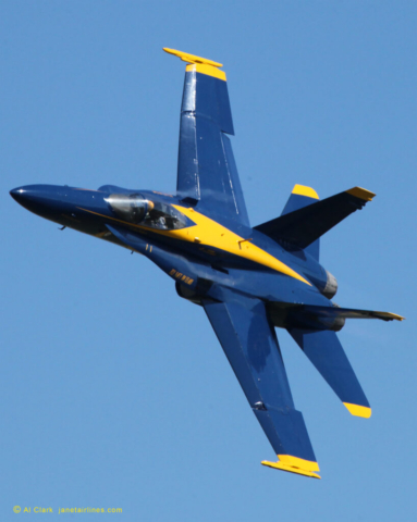 USN Flight Demonstration Squadron Blue Angels F/A-18 (Legacy) Hornet at the Sun-N-Fun Airshow, Lakeland, FL