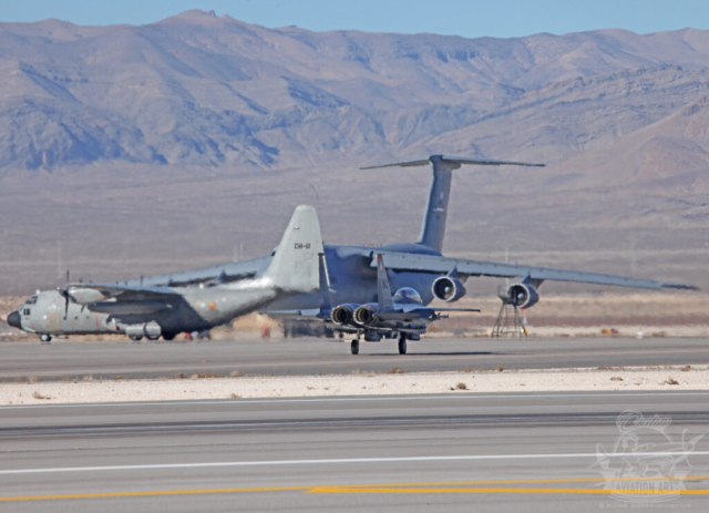 Belgian C-130, C-5 Galaxy, and Western Air F-15 at Red Flag