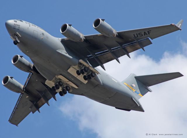 Charleston, SC Boeing C-17 Globemaster III Landing at MacDill AFB, Tampa, FL