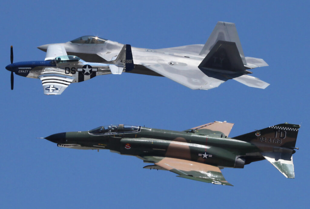 P-51 Mustang, F-4 Phantom, and F-22 Raptor Heritage Flight - Tyndall AFB - Panama City, FL