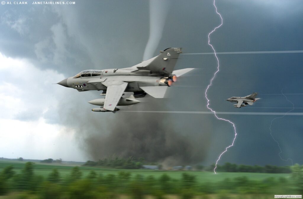 Panavia Tornado in the Storm over the British Countryside