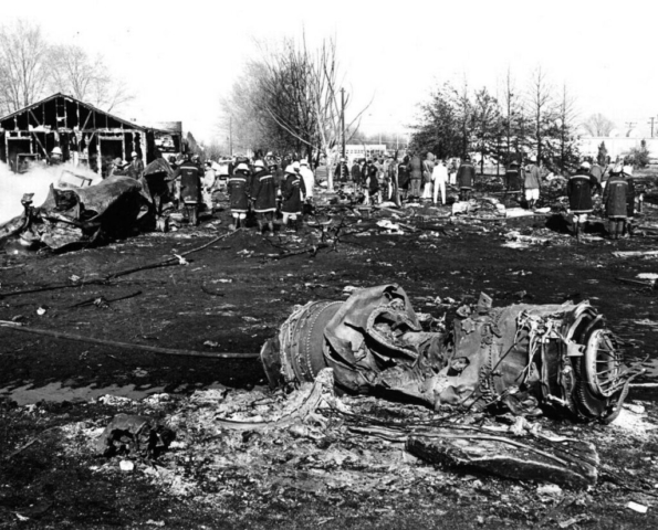 A U.S. Air Force Boeing KC-135A Stratotanker, registration 57-1442, depicted in profile view. This aircraft was involved in a catastrophic crash on January 16, 1965, shortly after takeoff from McConnell Air Force Base in Wichita, Kansas. Experiencing rudder control system failure, the aircraft entered an inverted attitude and impacted a residential area, resulting in the deaths of seven crew members and 23 residents on the ground. The site of the crash, marked by Piatt Memorial Park, serves as a lasting reminder of the event.