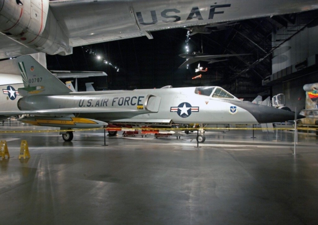 Convair F-106A Delta Dart. During a training mission from Malmstrom Air Force Base on Feb. 2, 1970, this aircraft suddenly entered an uncontrollable flat spin forcing the pilot to eject. Unpiloted, the aircraft recovered on its own, apparently due to the balance and configuration changes caused by the ejection, and miraculously made a gentle belly landing in a snow-covered field near Big Sandy, Montana.