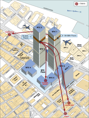 Fatal Terrorist Attack (65 onboard; 600 on the ground/south WTC tower) - Boeing 767-222, N591UA, Flight 175, New York City's World Trade Center, South Tower, September 11, 2001