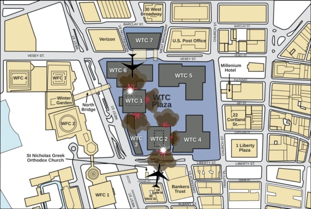 Fatal Terrorist Attack (65 onboard; 600 on the ground/south WTC tower) - Boeing 767-222, N591UA, Flight 175, New York City's World Trade Center, South Tower, September 11, 2001