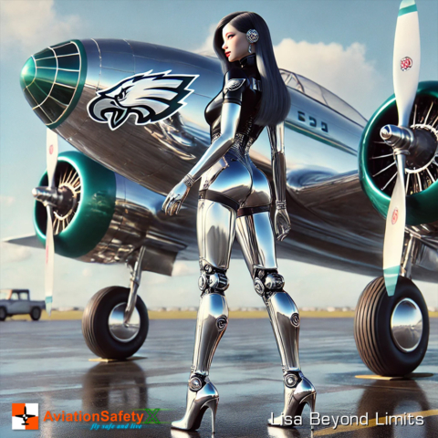 This artwork merges the fierce spirit of the Philadelphia Eagles with a futuristic twist. Featuring a stunning humanoid AI proudly wearing the Eagles tank top, polished chrome robotic thigh-high boots, and accompanied by a majestic snow leopard, this piece celebrates team pride, strength, and elegance. Perfect for fans of both the Eagles and cutting-edge design, this piece captures the vibrant energy of the NFL in a hyper-realistic, modern style.