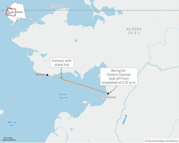 A Cessna 208B Grand Caravan EX, operated by Bering Air as Flight 445, crashed on February 6, 2025, while flying from Unalakleet Airport to Nome Airport in Alaska. The aircraft, registered as N321BA, carried ten people, including nine passengers and one pilot. It last transmitted at 3:16 PM over Norton Sound before disappearing from radar. Search operations led by the U.S. Coast Guard located the wreckage on February 7, partially submerged on unstable sea ice. Three fatalities were confirmed, while seven others were presumed deceased. Investigations by the National Transportation Safety Board suggest a rapid loss of altitude and speed, potentially due to adverse weather conditions, including strong winds and freezing temperatures. The airline, Bering Air, specializes in regional flights in remote Alaskan areas, where extreme weather poses significant aviation challenges. Among the passengers were employees of the Alaska Native Tribal Health Consortium, traveling for community infrastructure work. Recovery efforts were hindered by unstable ice and an approaching winter storm. Authorities are examining flight path data, maintenance records, and pilot communications to determine the cause of the accident. The crash highlights the risks of aviation in Alaska and has sparked discussions about improving safety protocols for remote flights.