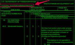 Minimum Equipment List (MEL)